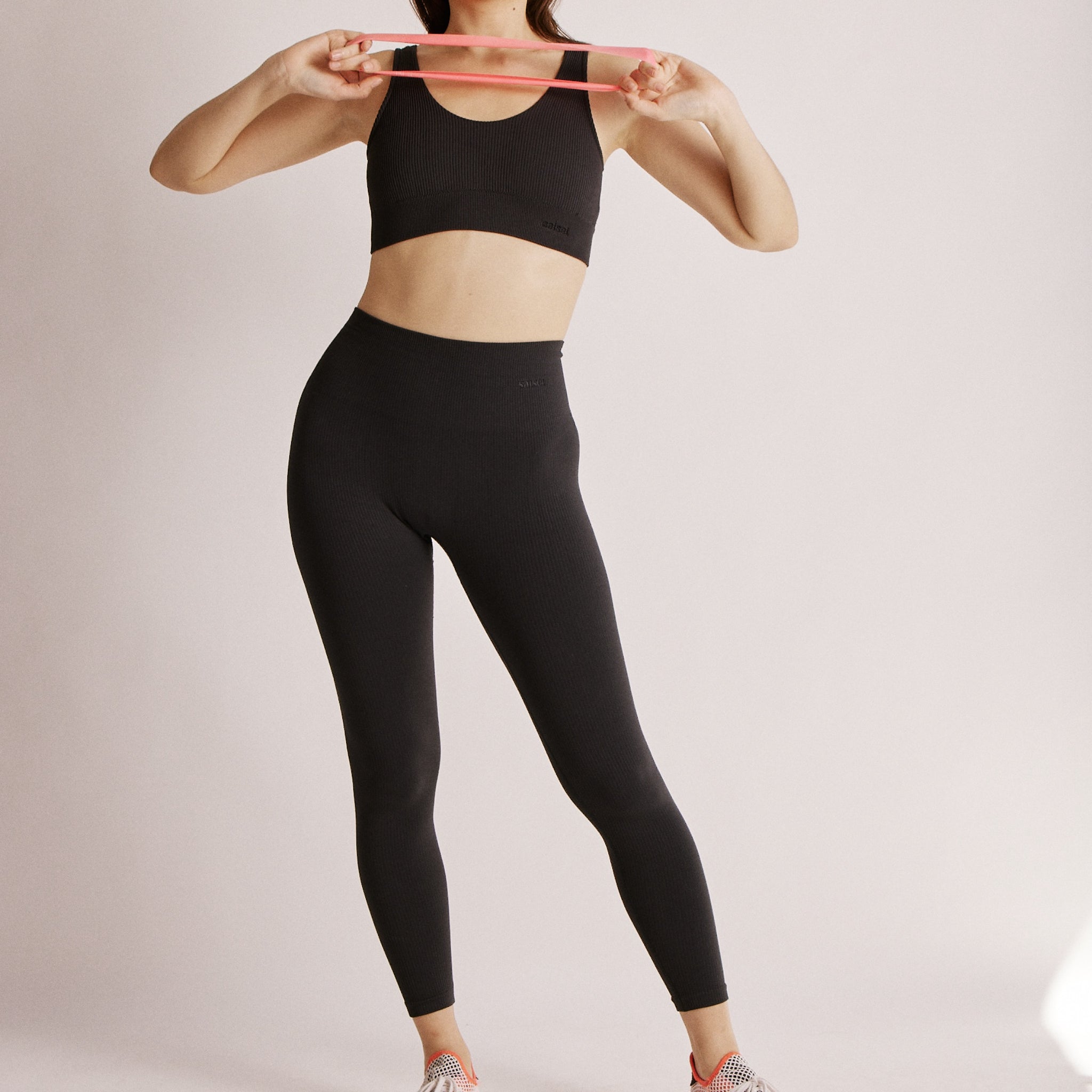 SaiSei 7/8 Leggings "RIBBED" - Dritte Wahl Raven Black