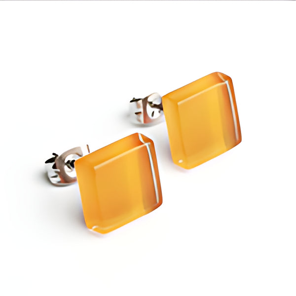 ALEXASCHA Kleine Ohrstecker aus Glas Sonnengelb 10 mm