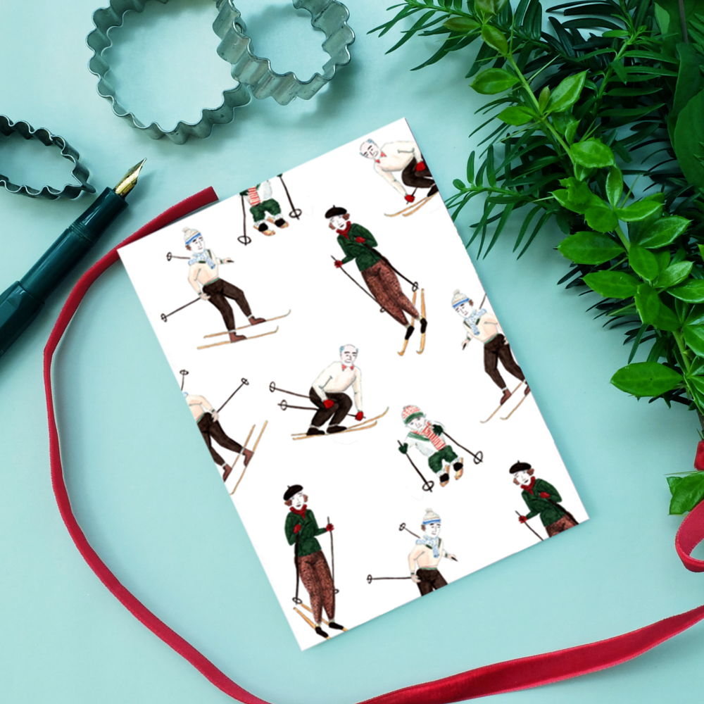 wonder of today Postkarte Skifahrer DIN A6