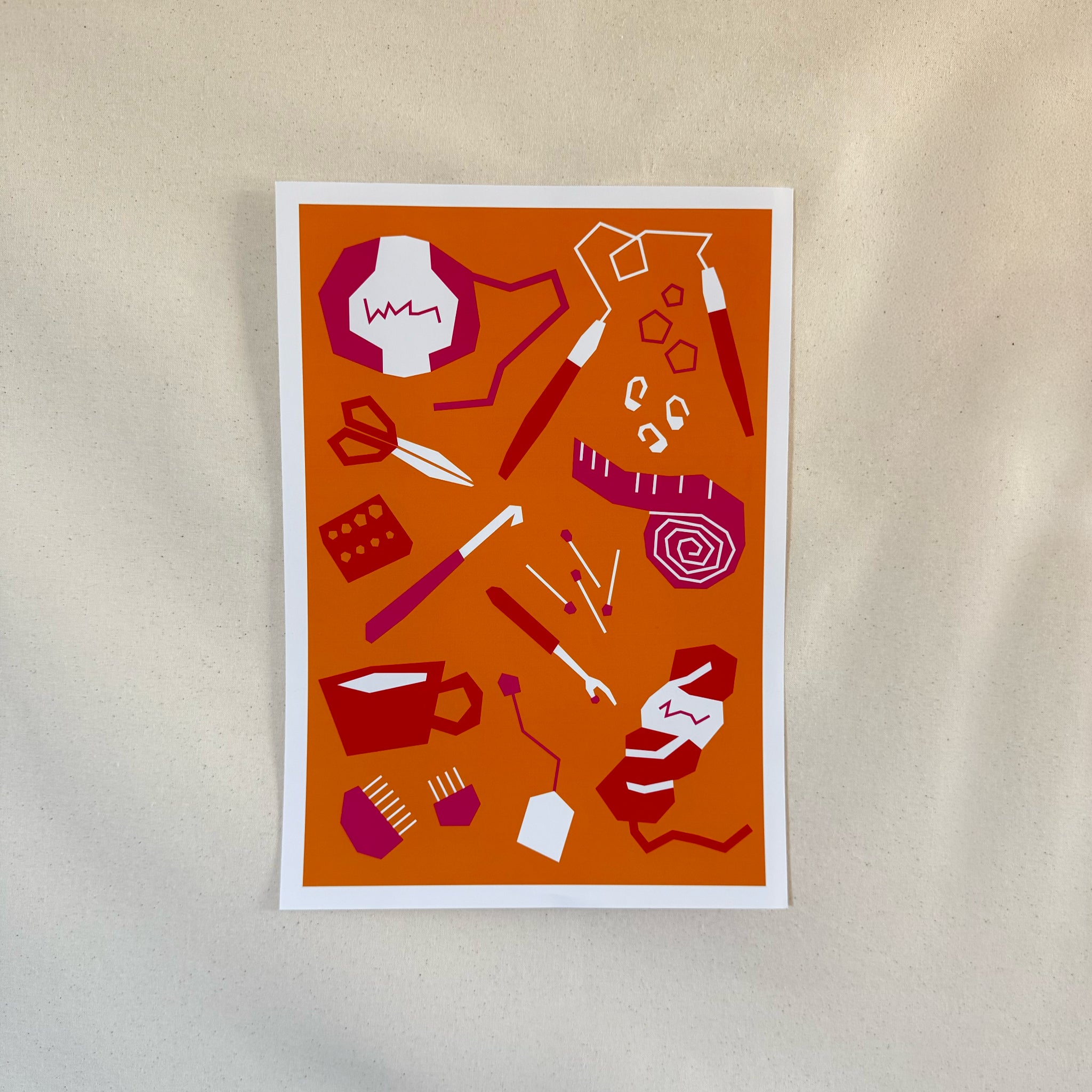 StrikningLu Poster Strickzeug - Orange DIN A6