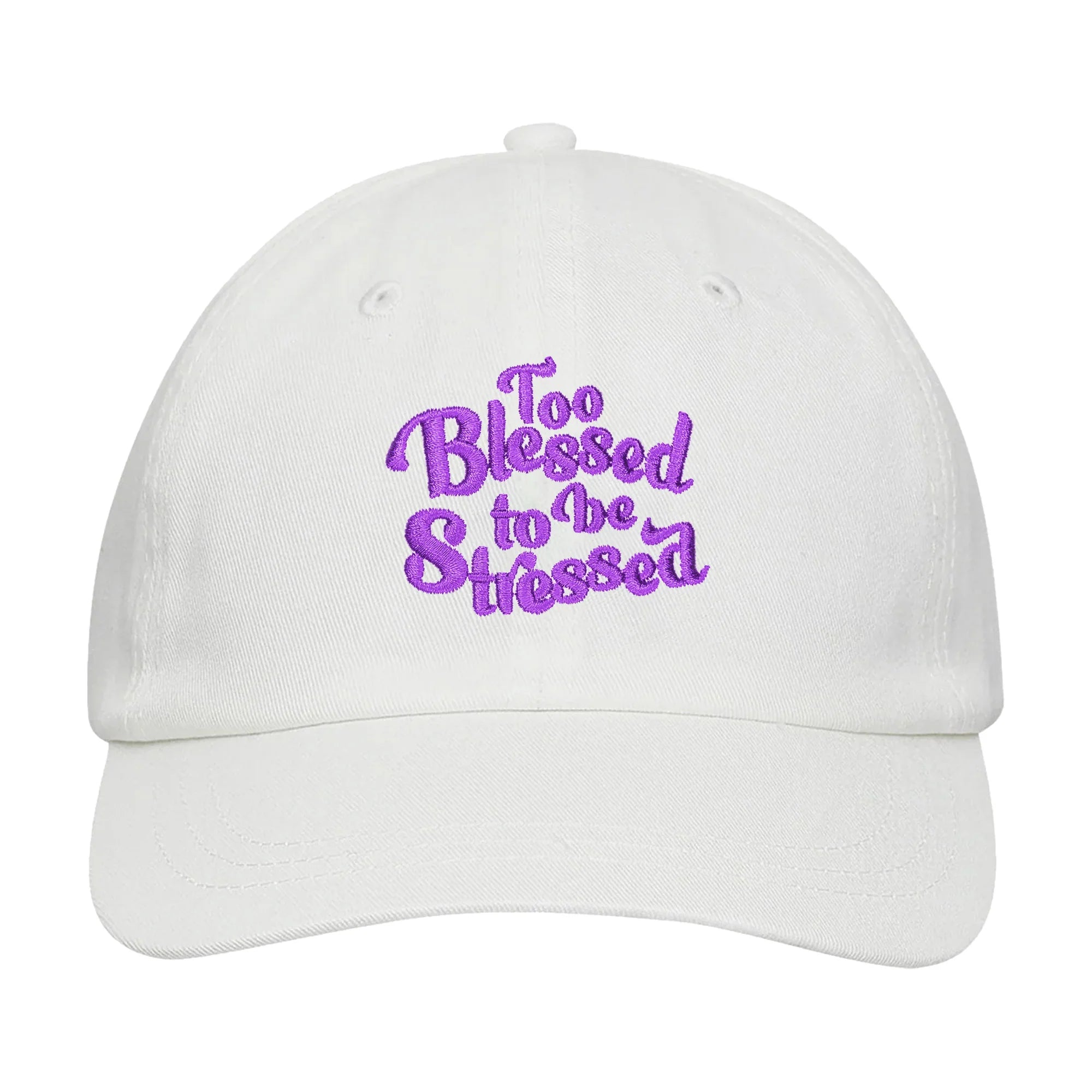 On Vacation Vintage Cap "To Blessed to be Stressed" One Size White