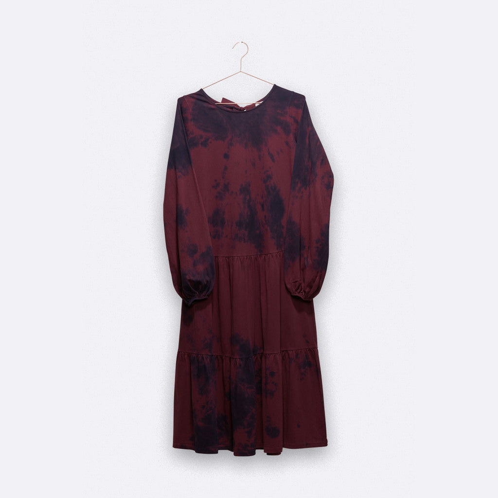 LOVE FOR WOMEN Damen Midikleid "Trine" Navy Dark Plum Batik