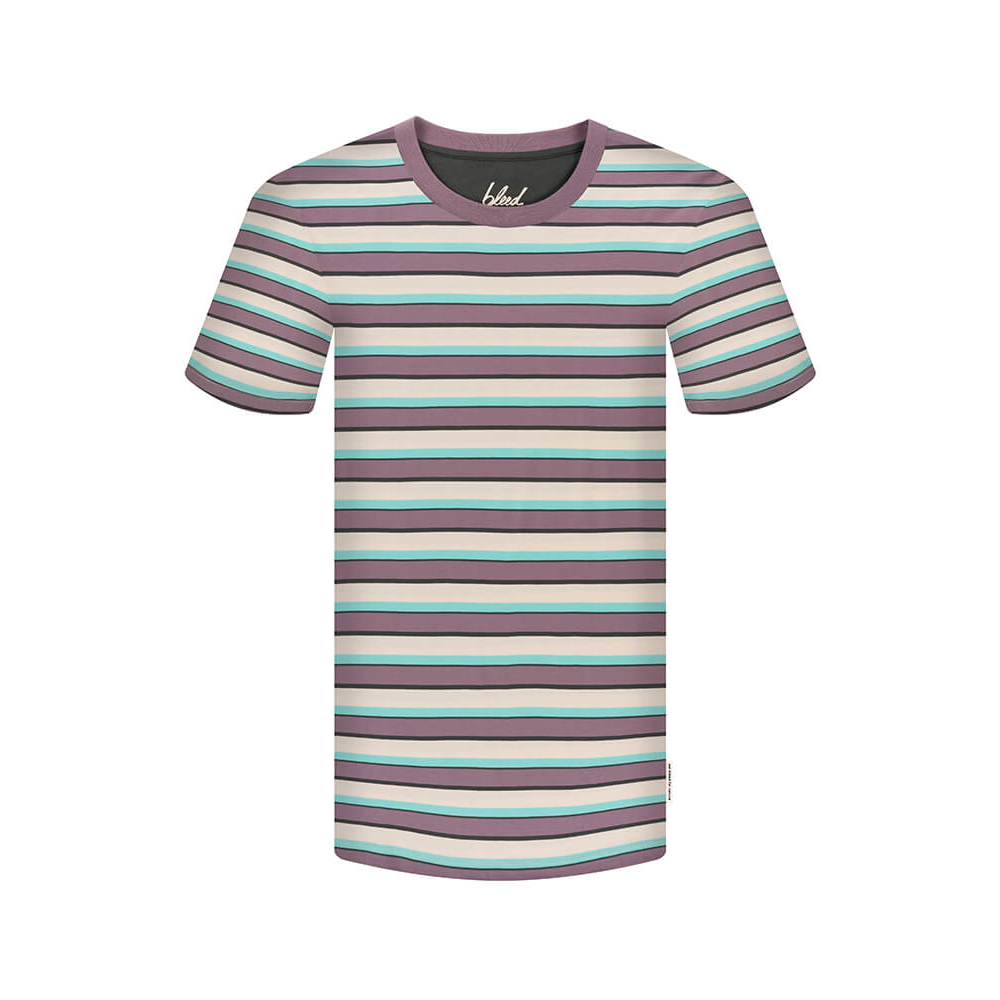 bleed clothing Herren T-Shirt Multicolor-Stripe Purple Beige