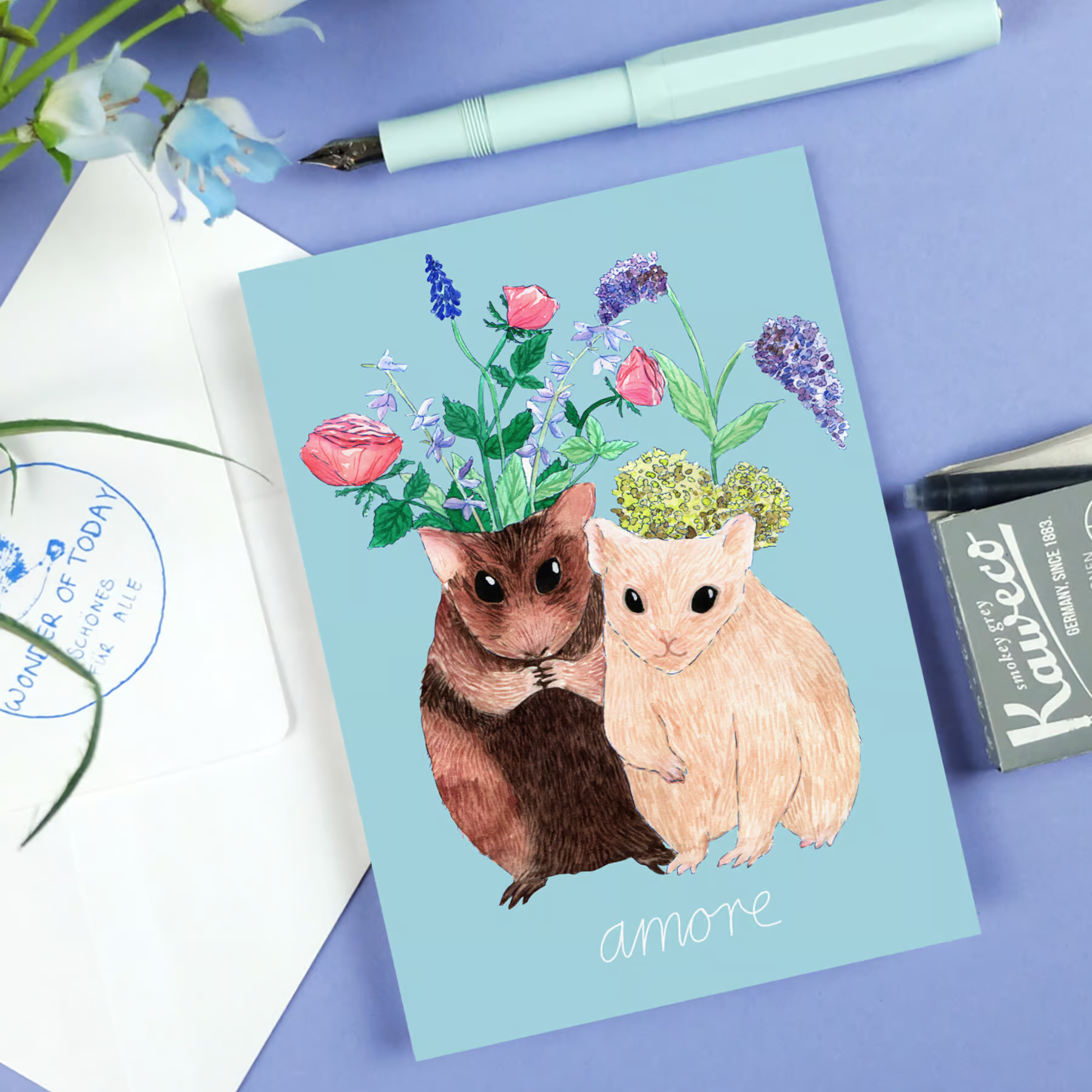 wonder of today Postkarte Amore Hamster DIN A6