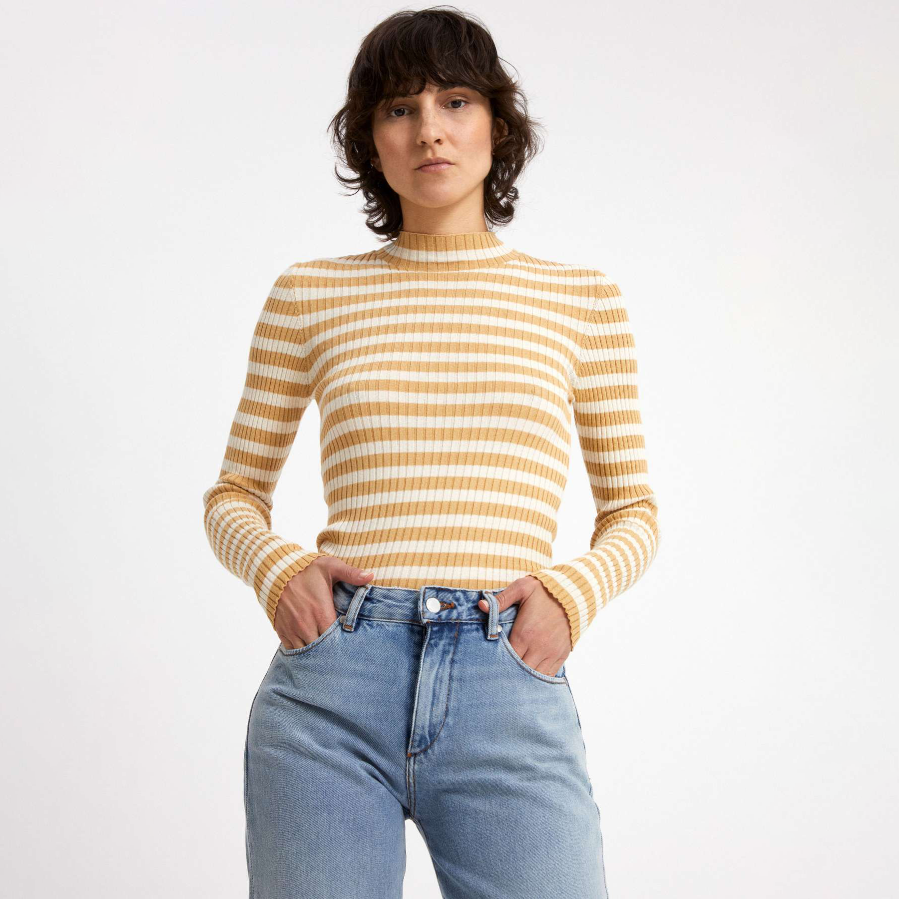 ARMEDANGELS Strick Pullover "ALAANI" Striped - golden sunset L