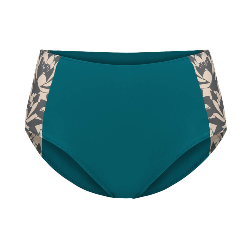 bleed clothing ECONYL® Midwaist Bikini Pants Petrol Blue Grey Peach