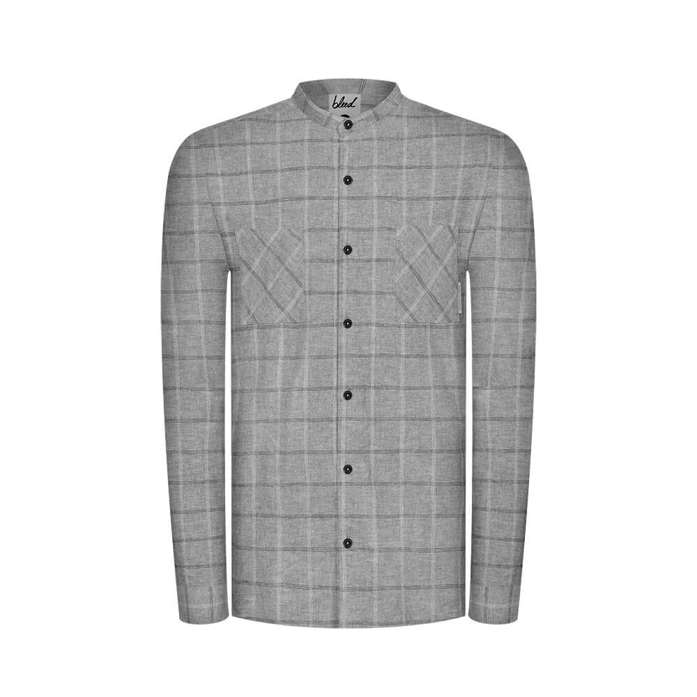bleed clothing Herren Schawola Checked Shirt Hemp Grey