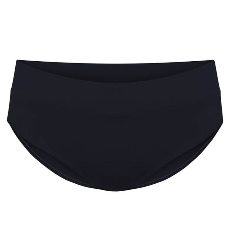 Schwarzer Sport-BH mit schlichtem Design, mittlerer Abdeckung und breitem Band.