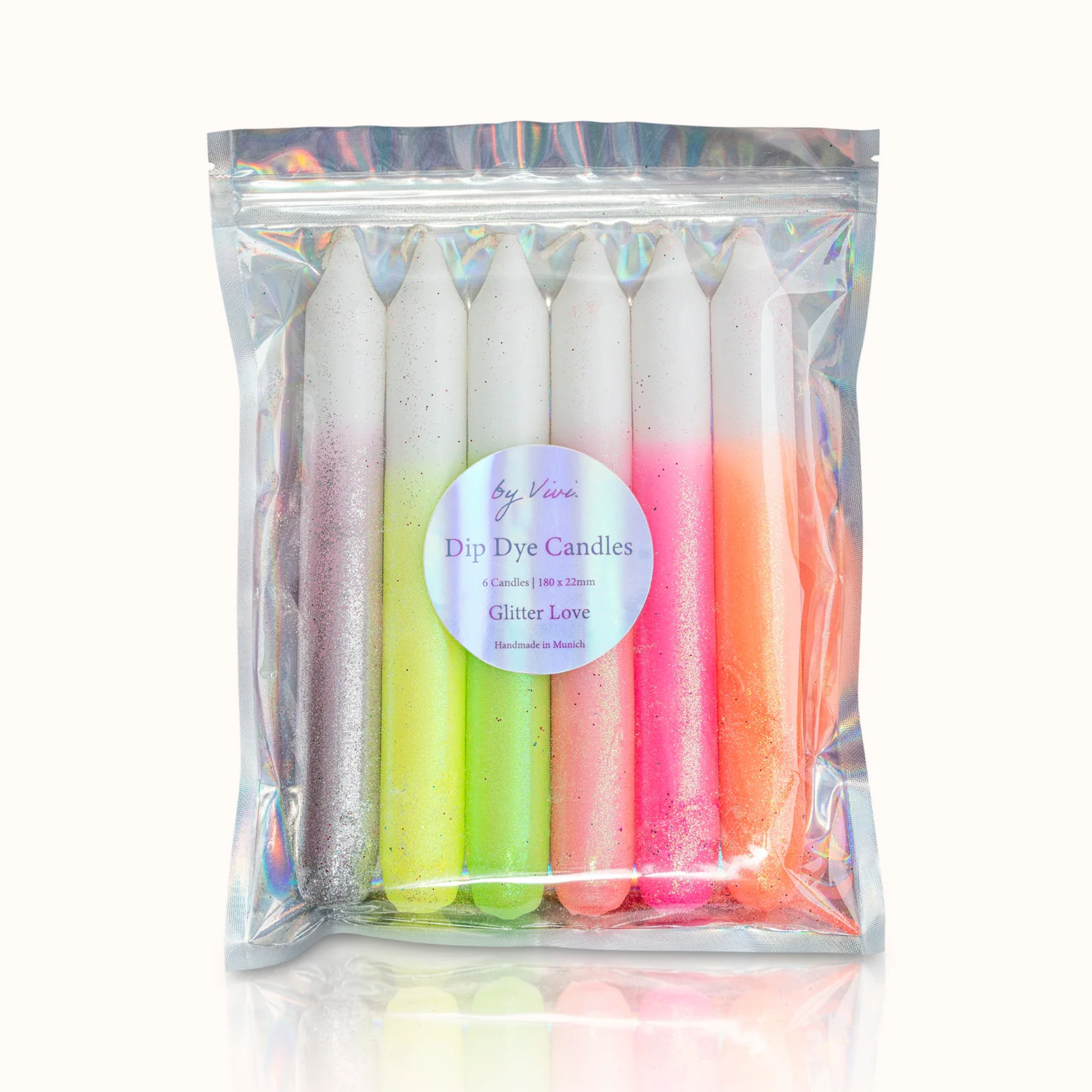 by Vivi Dip Dye Kerzen Set 6-teilig Glitter Dip Edition 18 x 2.2 cm