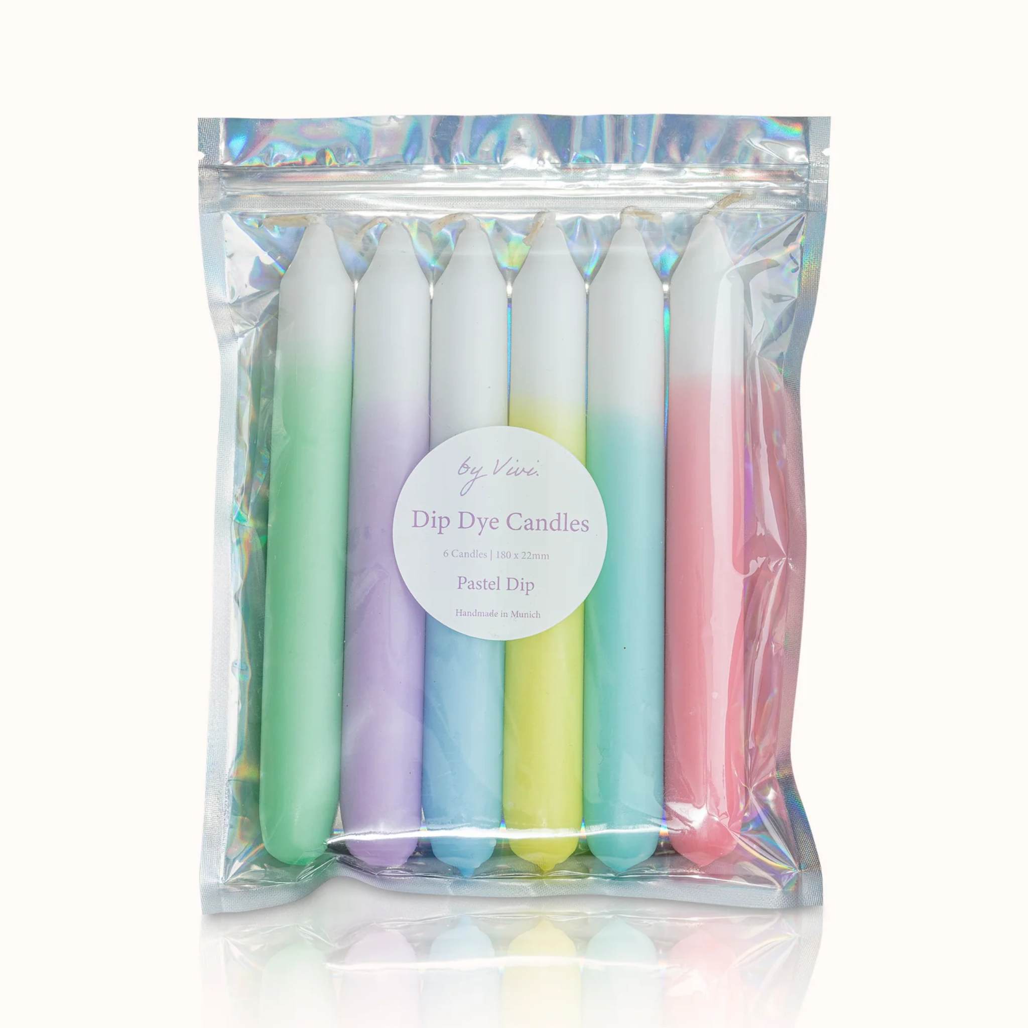 by Vivi Dip Dye Kerzen Set 6-teilig Pastel Dip 18 x 2.2 cm