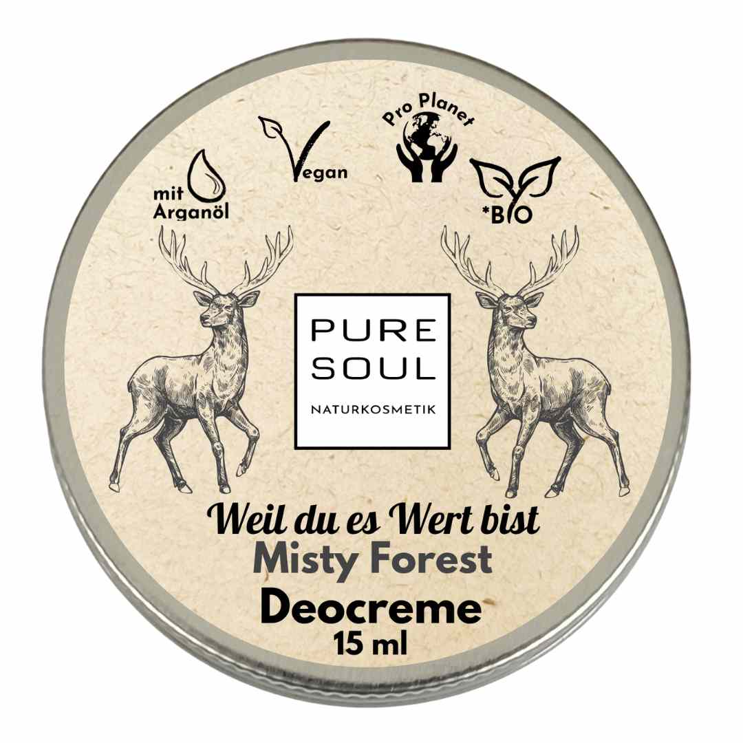 PURE SOUL Naturkosmetik Deo Creme "Misty Forest" 15 ml Kiefer Zirbe Zeder