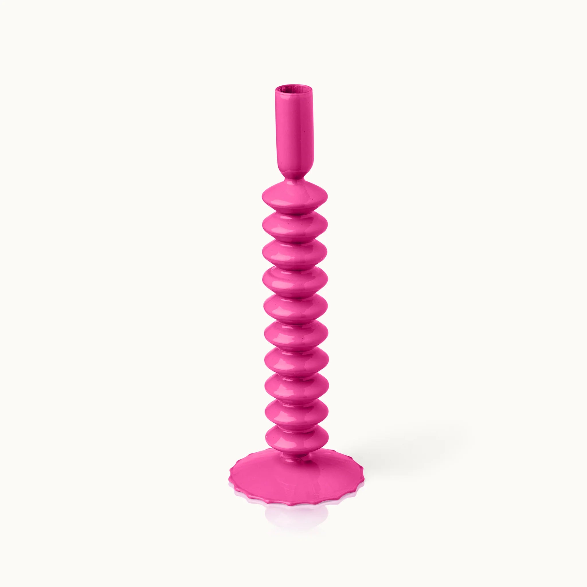 by Vivi Kerzenständer "Glas" 9x2.3x29.5 cm Zickzack Magenta