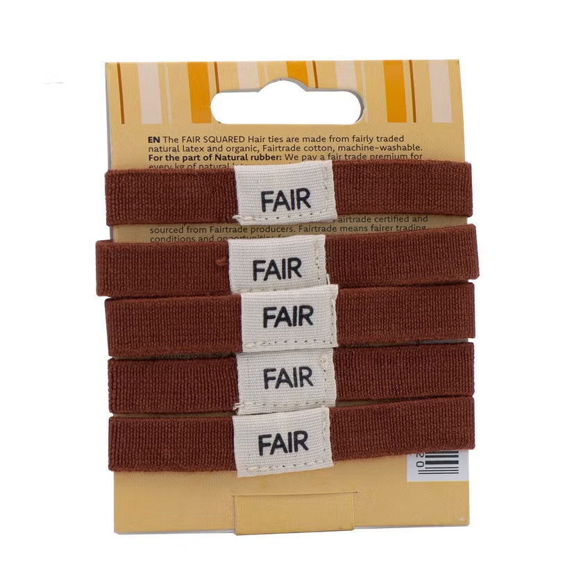FAIR SQUARED Haargummi 5er-Pack Braun