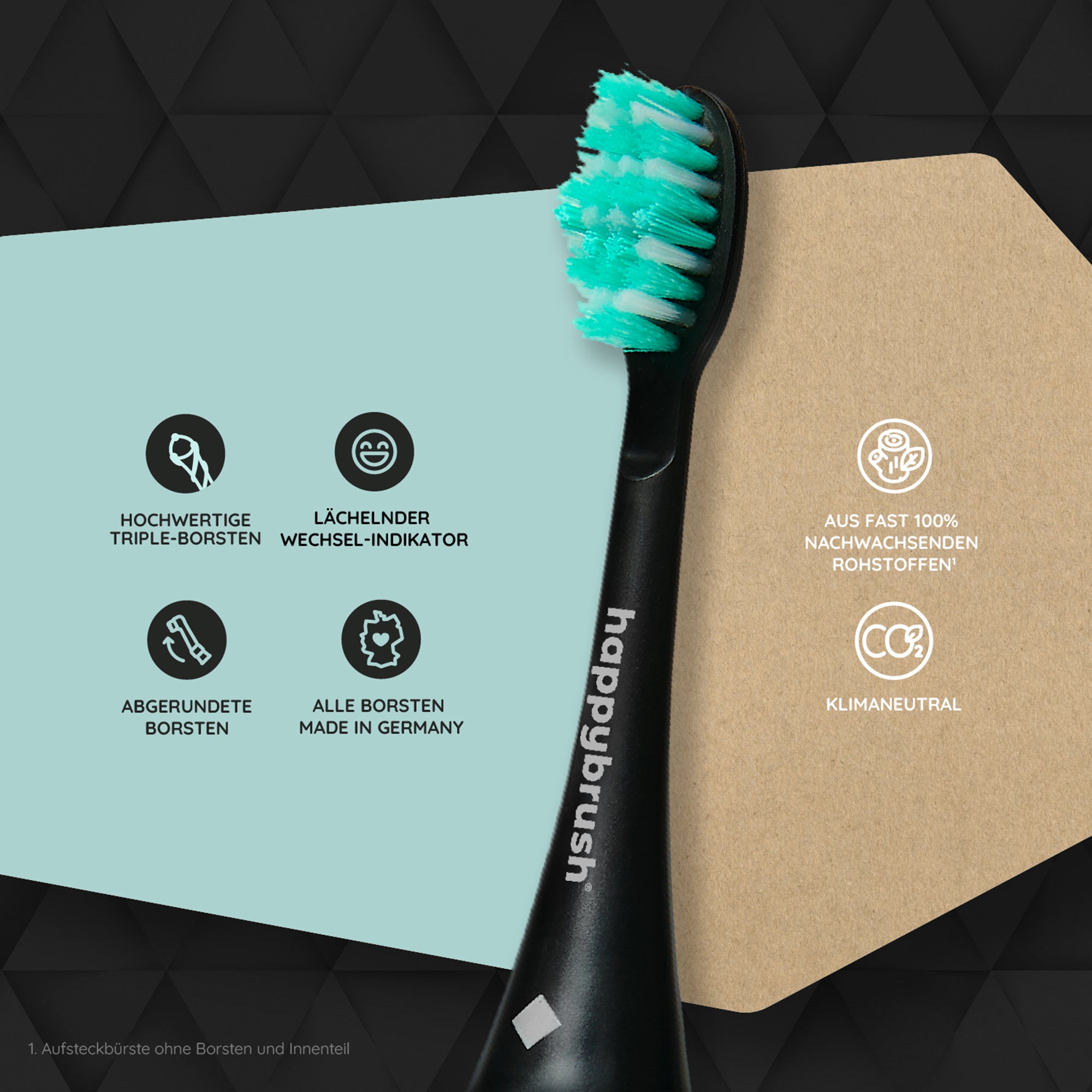 happybrush Eco-Aufsteckbürsten "Schall V3" 3er Set