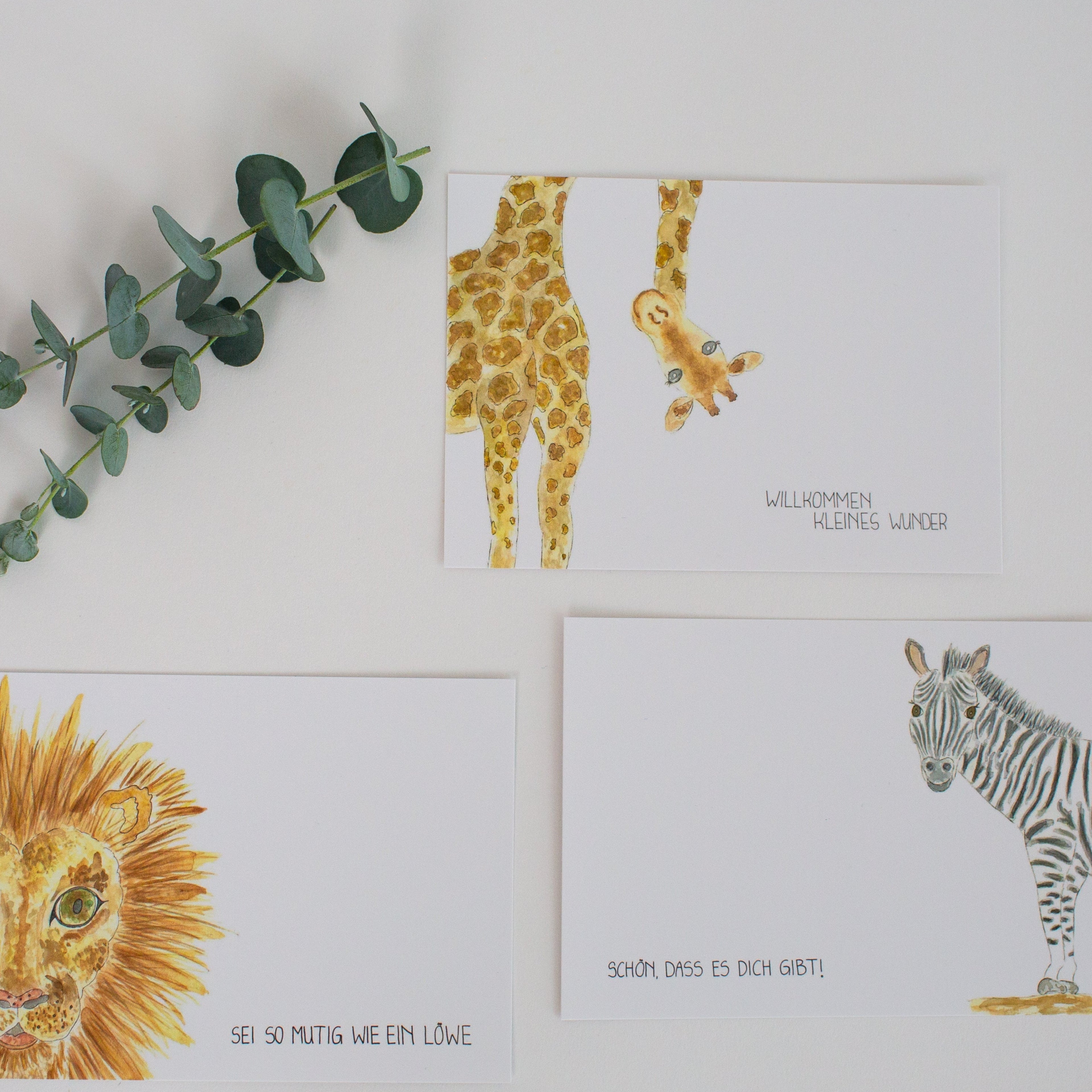 Pinselmalerei Hamburg Postkarte DIN A6 Giraffe (Willkommen kleines Wunder) DIN A6