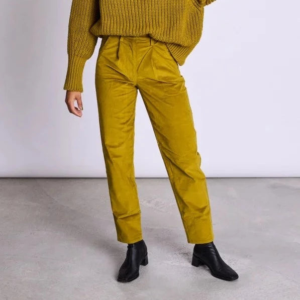 JAN N JUNE Hose "Hedda Corduroy" Muddy Yellow