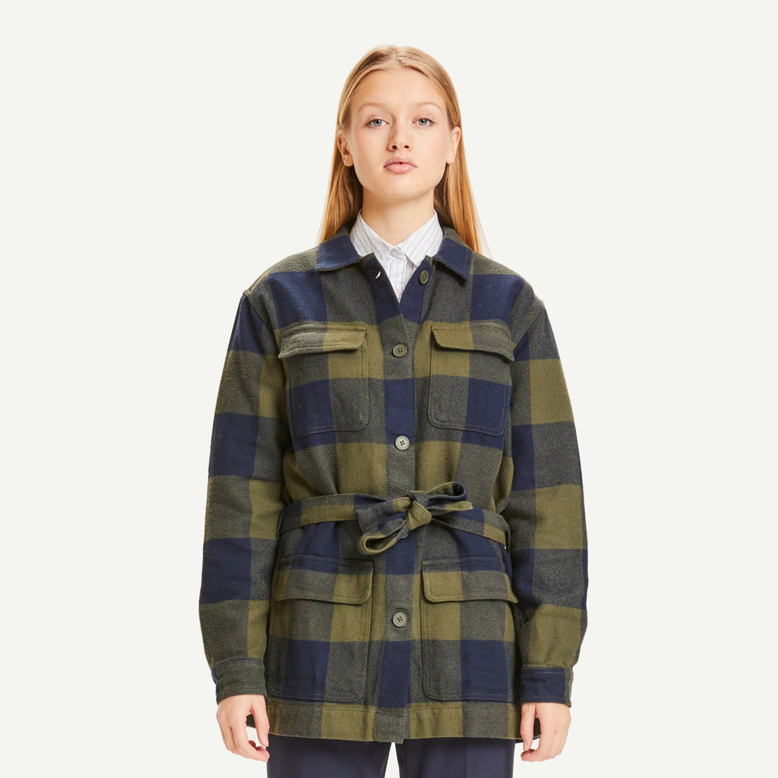 KnowledgeCotton Apparel Overshirt "Lillian Flannel Check" Grün