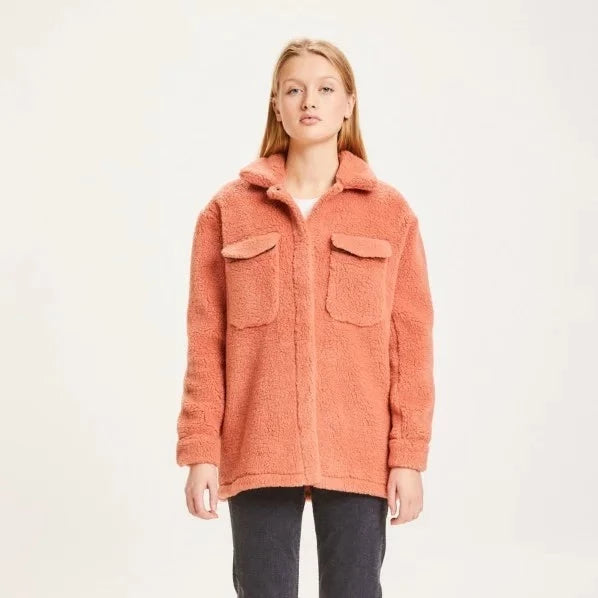 KnowledgeCotton Apparel Teddy Overshirt "Betony Orange" Peach