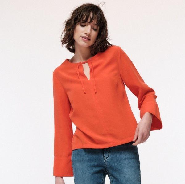 LANIUS Damen Bluse mit Schnürung 34 Mango