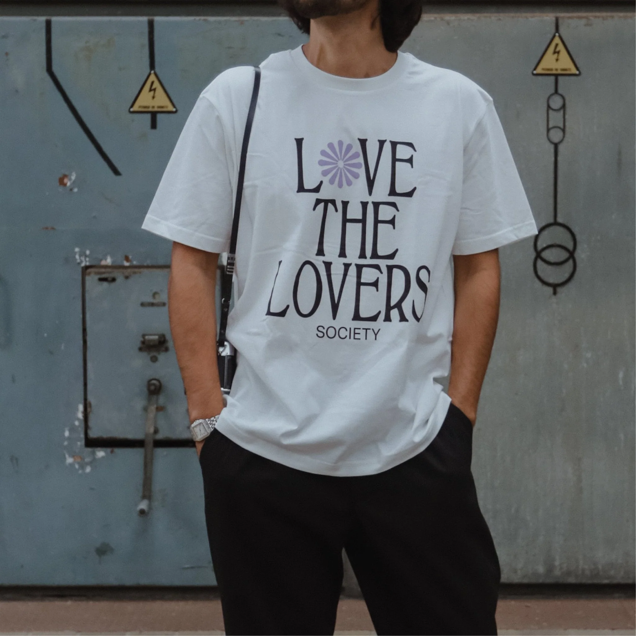 hey soho T-Shirt "AMF - Love Blume" Weiß Schwarz