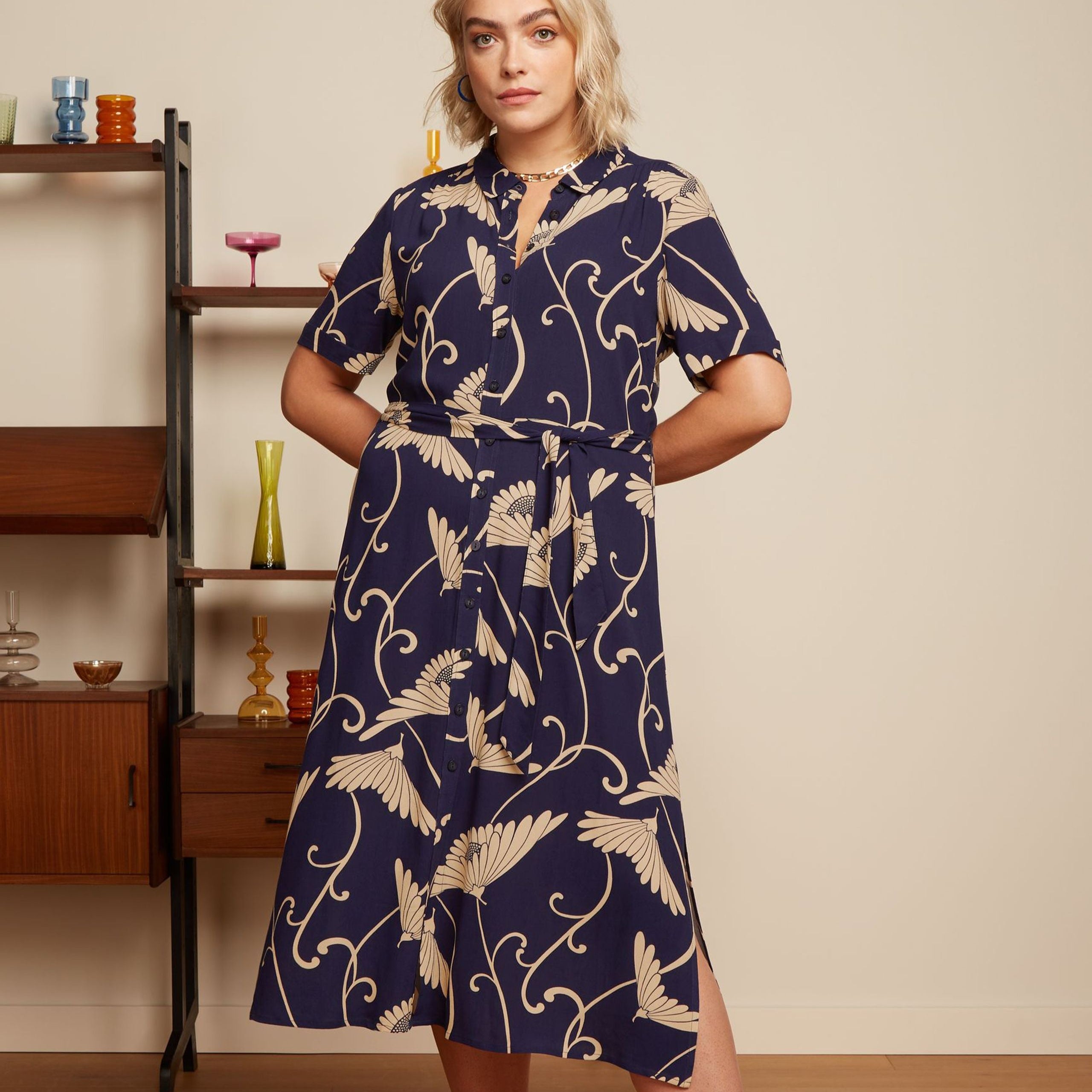 King Louie Olive Dress "Pixy" 34 Blau (Evening Blue)