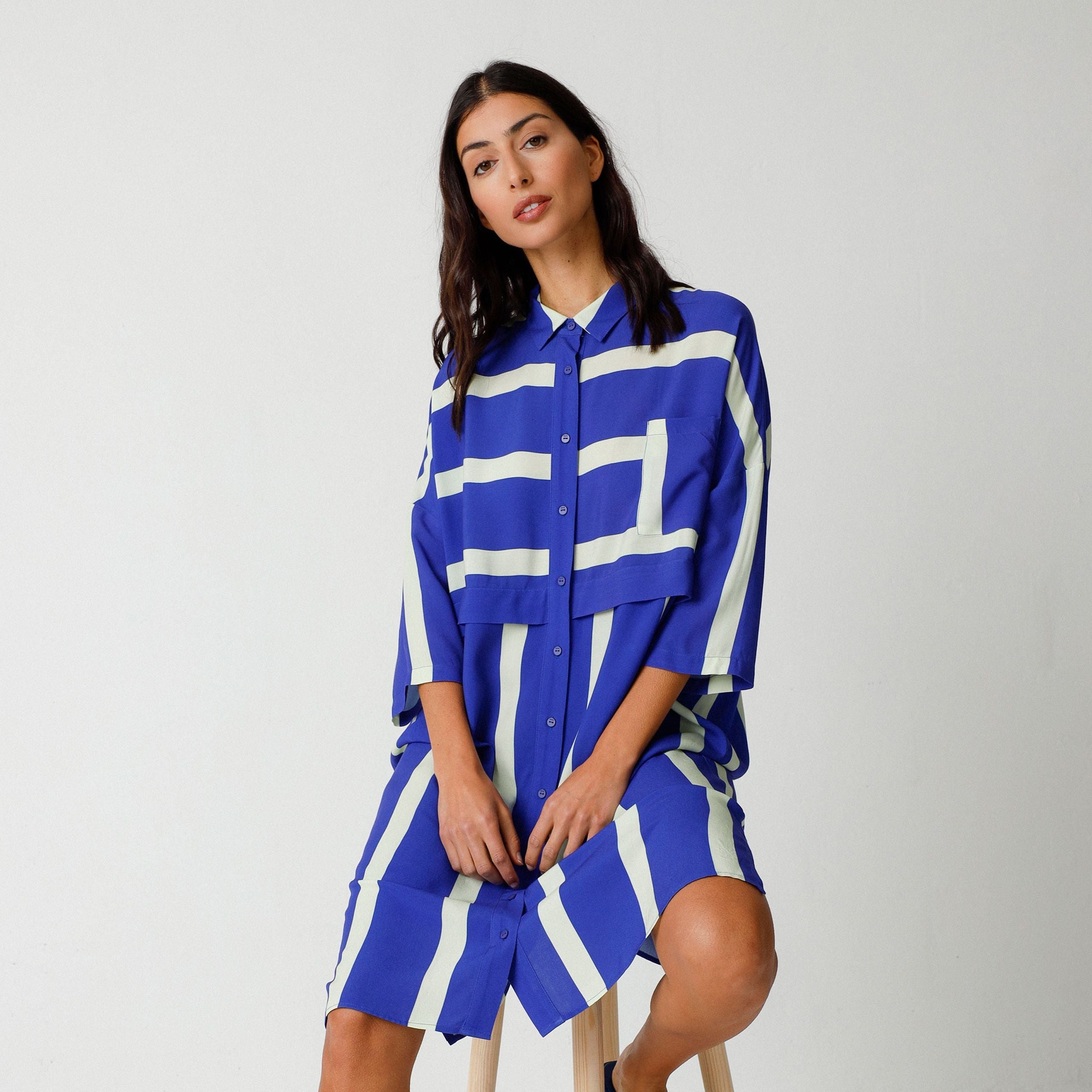 SKFK Kleid "LISABE" S Blau (Blue Stripes)