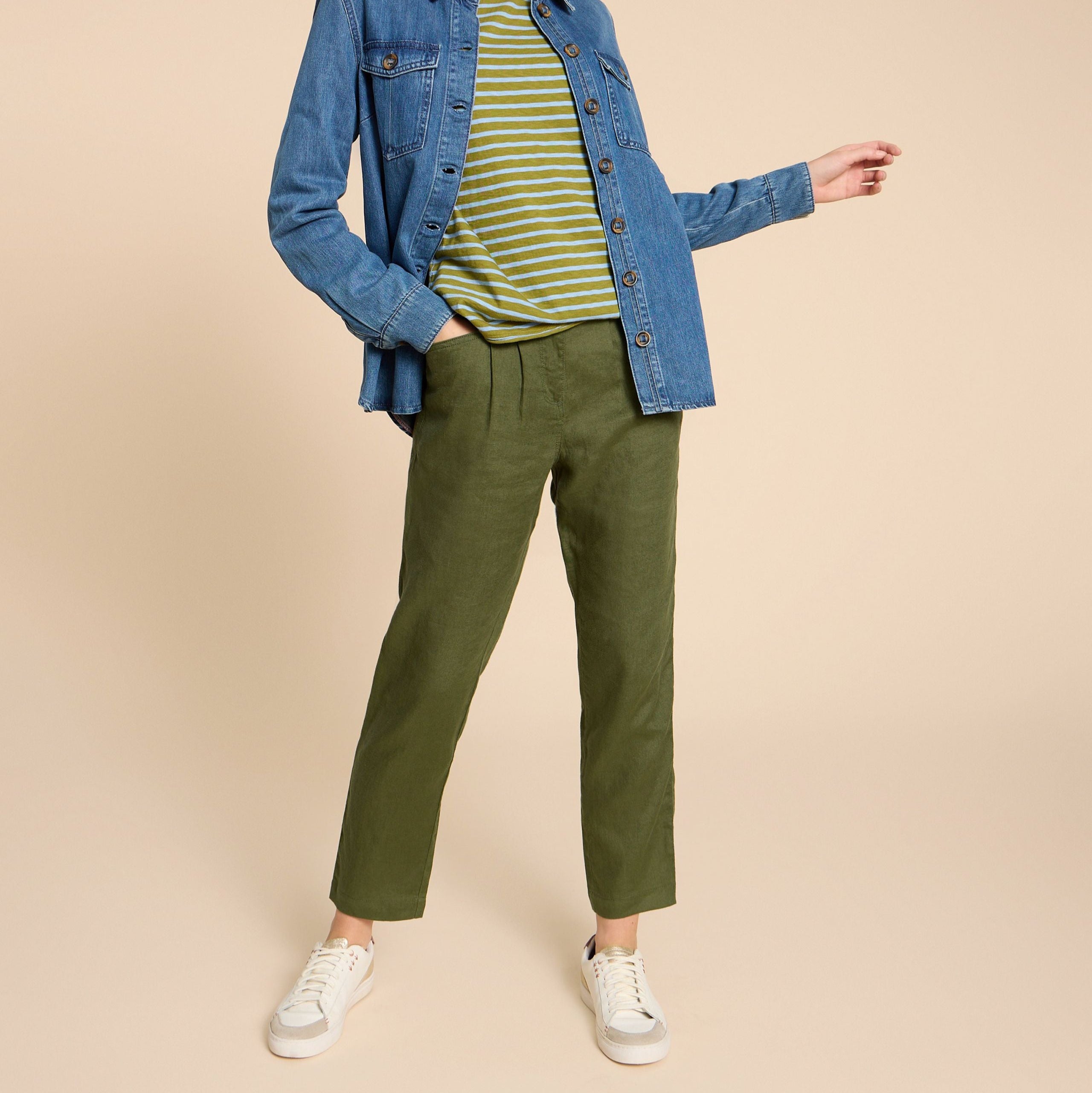 White Stuff Weite Hose "Rowena" Grün (Dark Green)