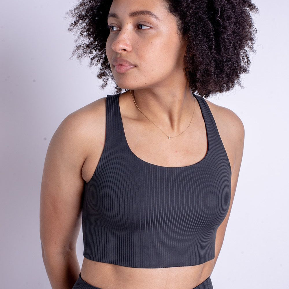 Girlfriend Collective Yoga Bra Gerippt "RIP Paloma" XS Schwarz (Black)