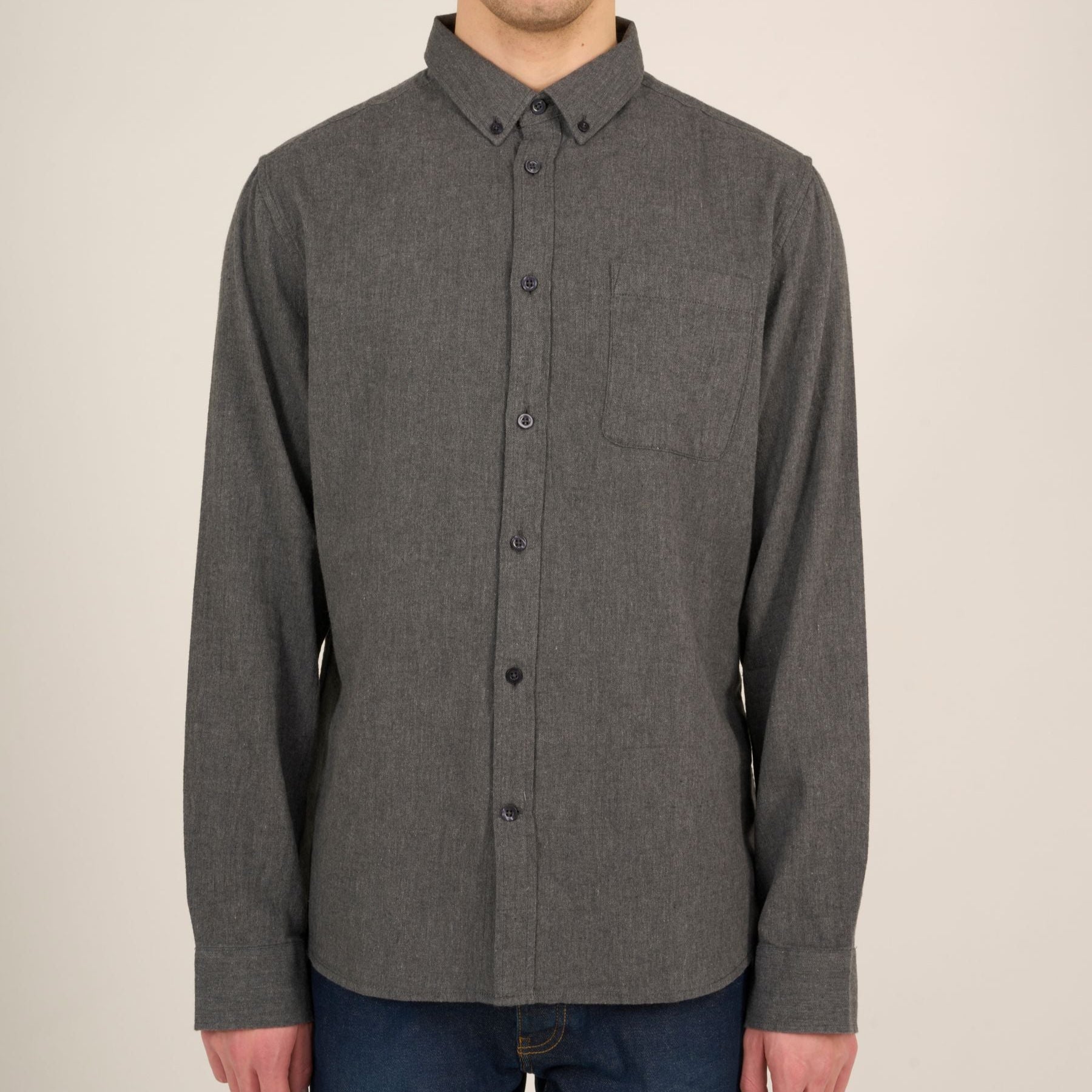 KnowledgeCotton Apparel Flannelhemd "Melange Effect" S Grau (Dark Grey Melange)