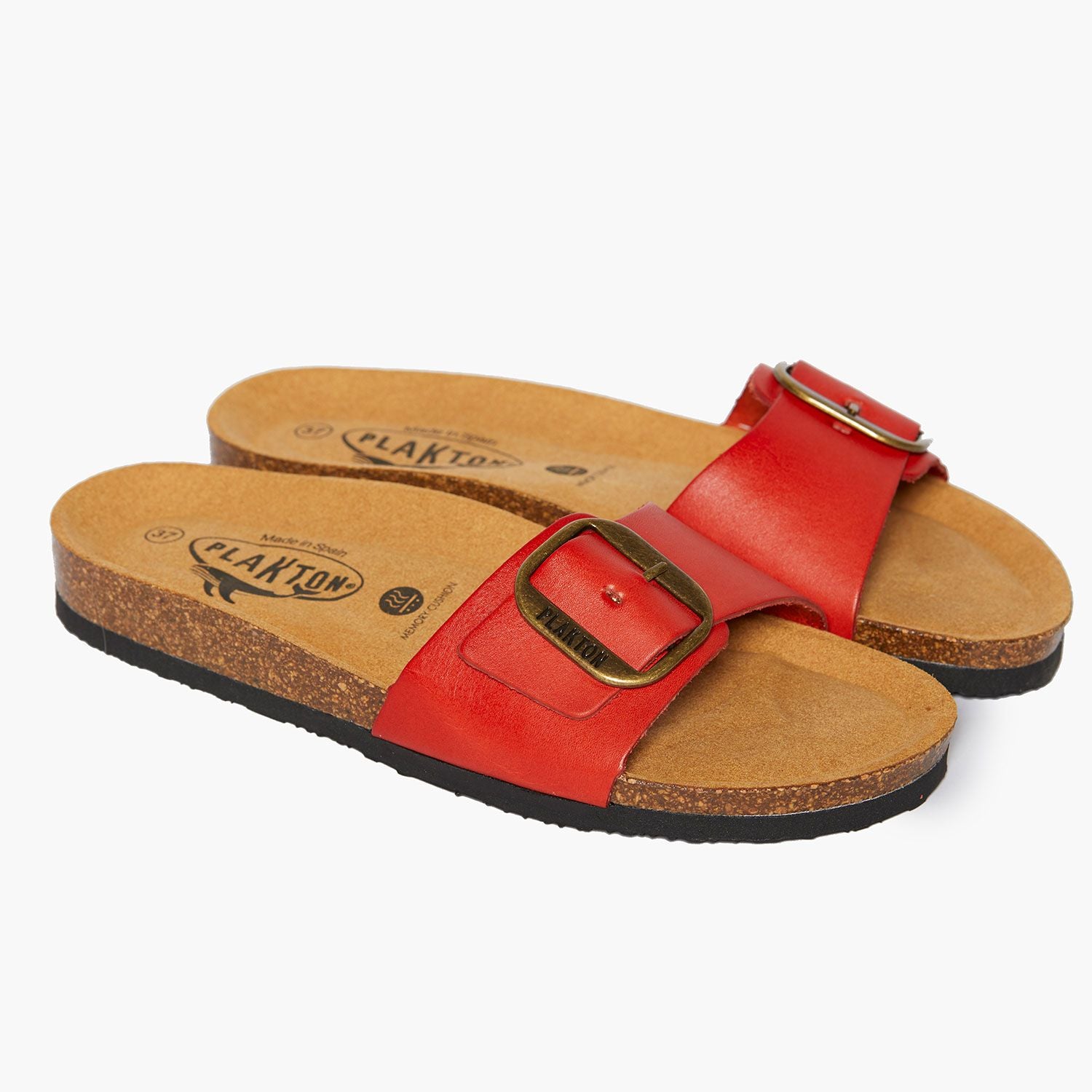 Plakton Pantoletten "Big Buckle" Rot (roose)