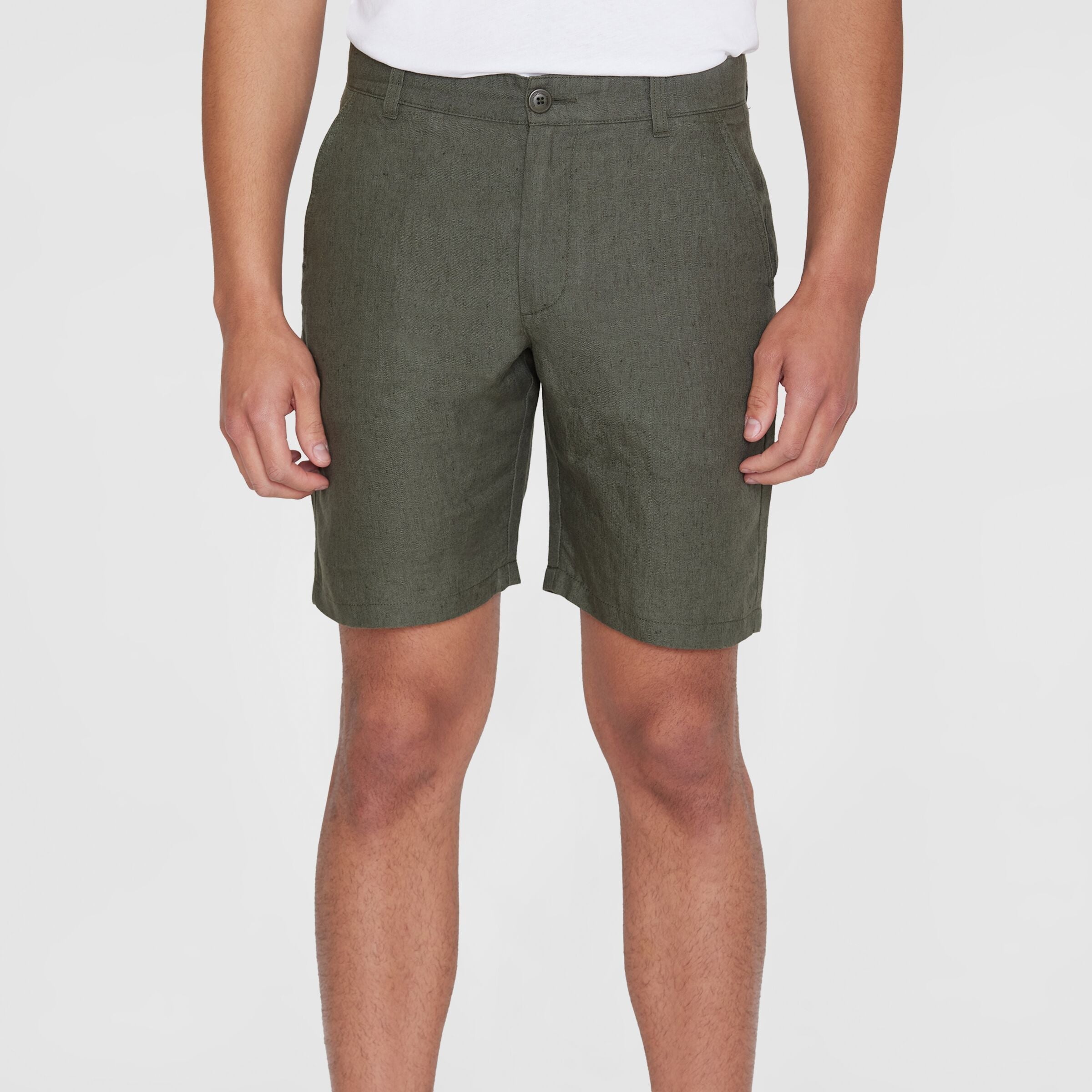 KnowledgeCotton Apparel Chino Leinenshorts "CHUCK" Grün (Burned Olive)