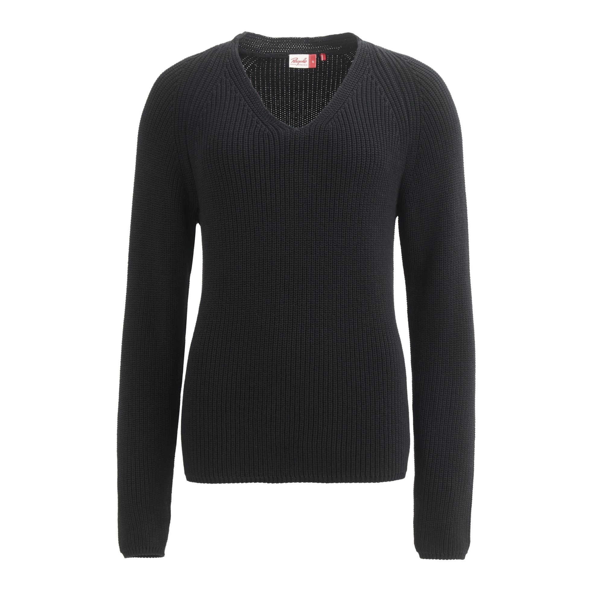 People Wear Organic Grobstrick Pullover V-Neck - Dritte Wahl L Schwarz