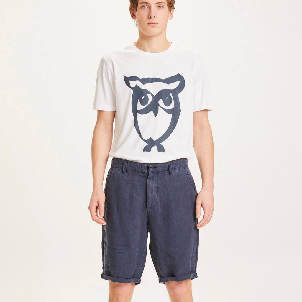 KnowledgeCotton Apparel Chino Leinenshorts "CHUCK" 31 Blau (Total Eclipse)