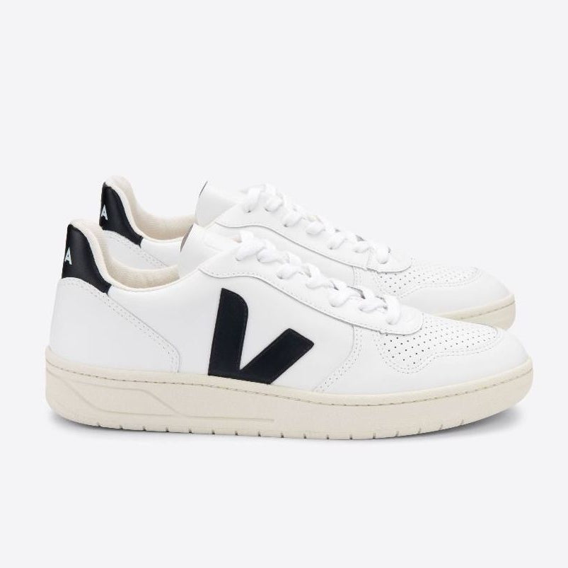 VEJA Herren Sneaker "V-10 Leather" Weiß (Extra White Black)