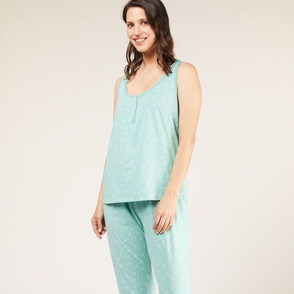 People Tree Pyjamatop "Dragonfly" 12 (M) Grün (Green)