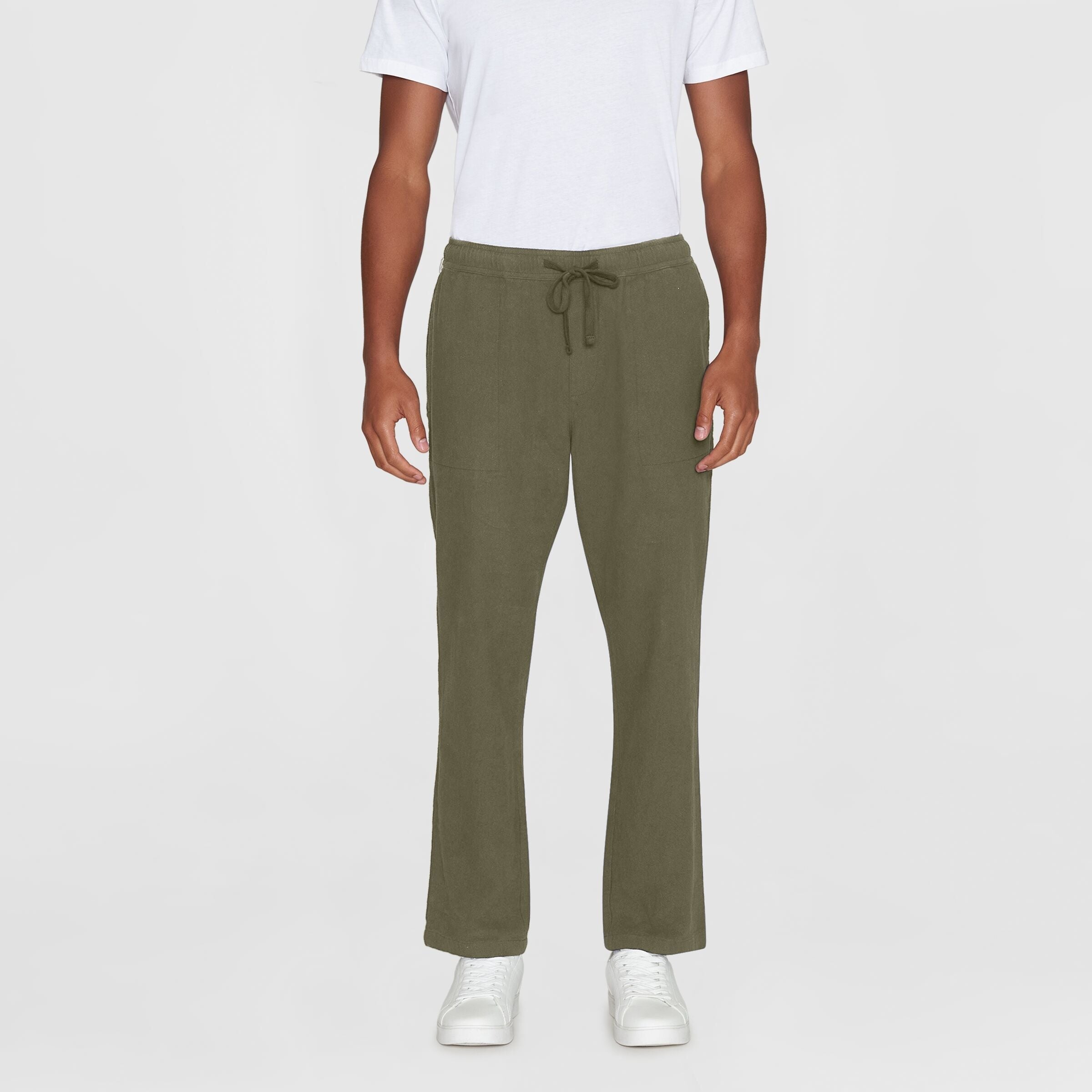 KnowledgeCotton Apparel Pant Loose Crushed "FIG" XL Grün (Burned Olive)