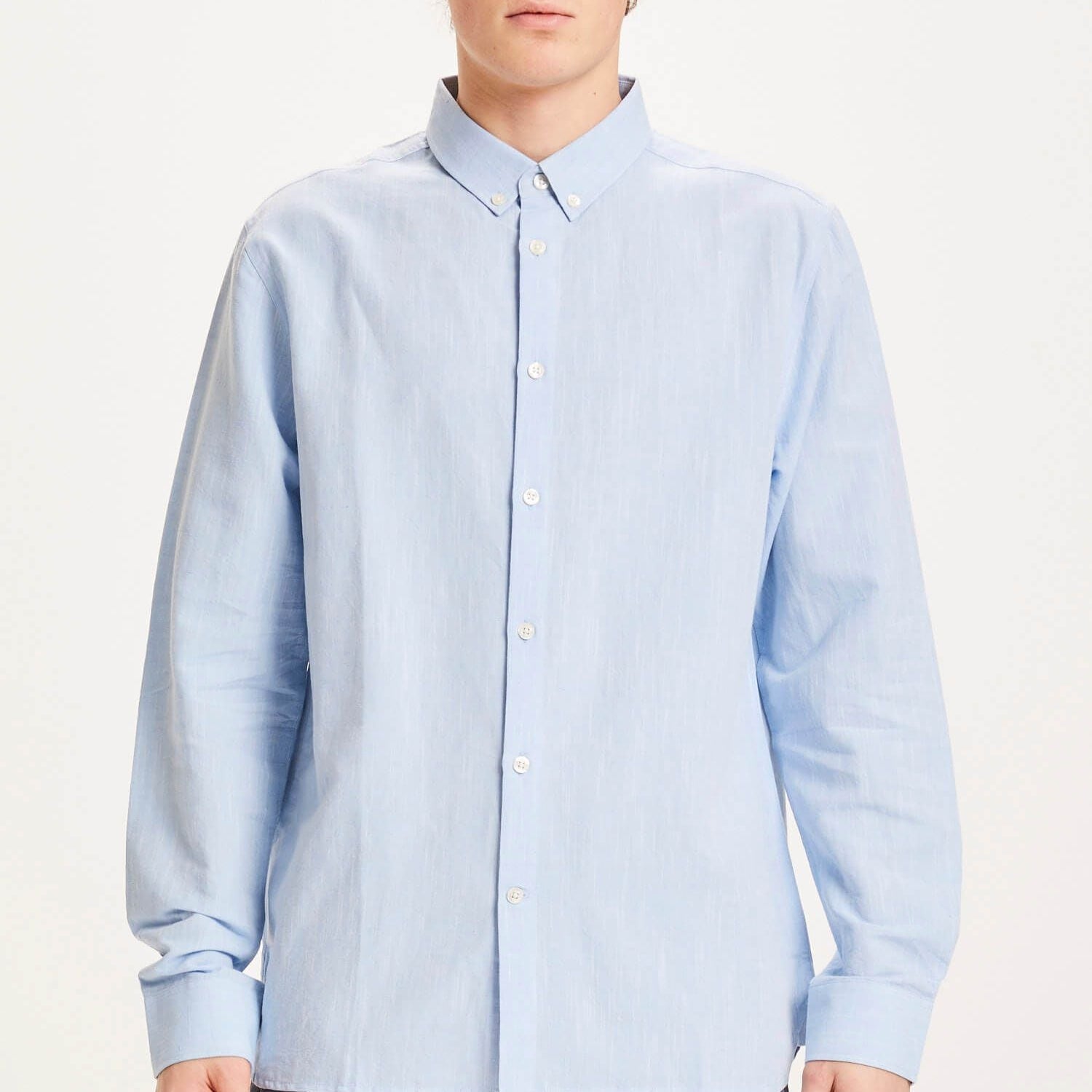 KnowledgeCotton Apparel Regular Leinenhemd Hellblau (Sky)