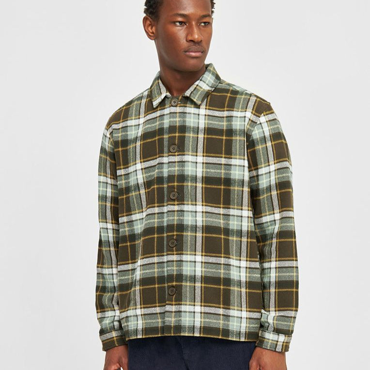 KnowledgeCotton Apparel Flanell Overshirt "Big" Grün(Green check)