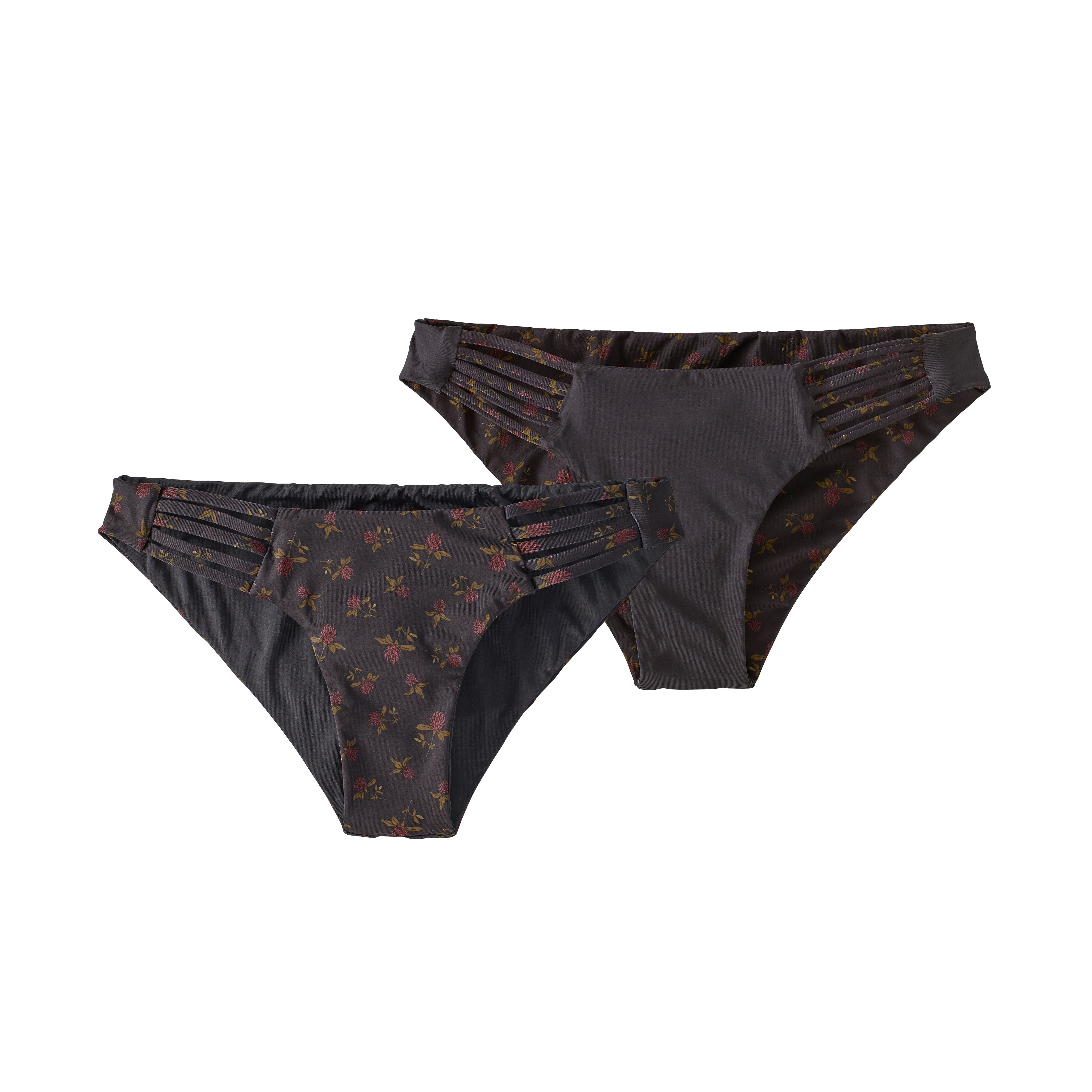 Patagonia Bikini Slip "Reversible Seaglass Bay Bottoms" Schwarz (Clover Small: Ink Black)