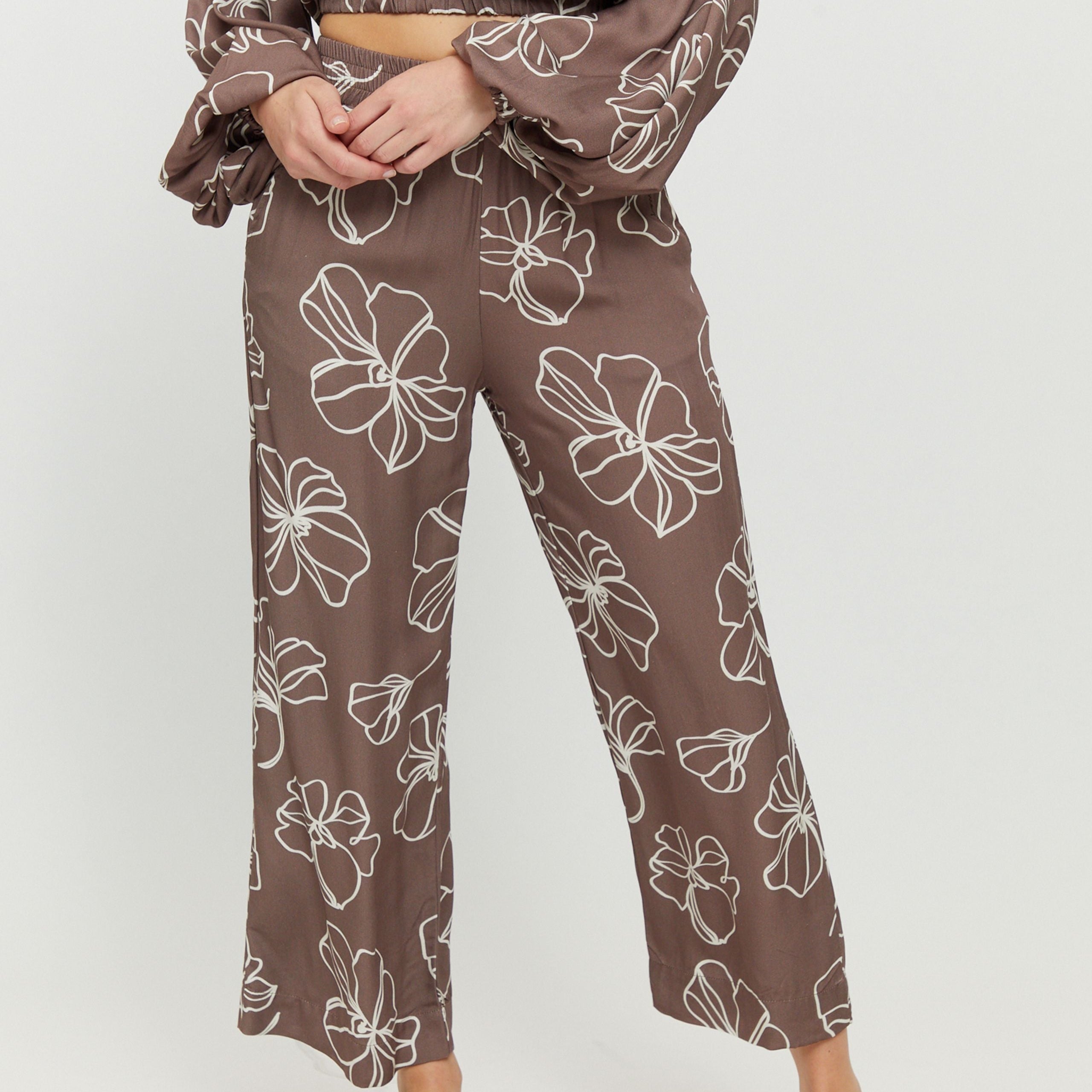 Mazine Printed Pants "Cherry" Braun (deep taupe printed)