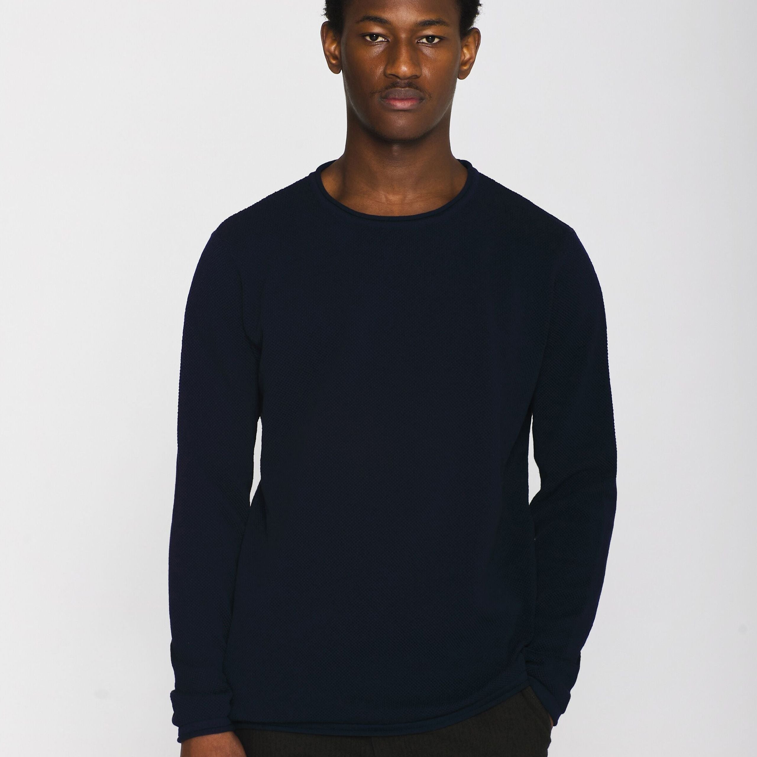 KnowledgeCotton Apparel Cotton "Crew Neck Knit" L Blau (Night Sky)