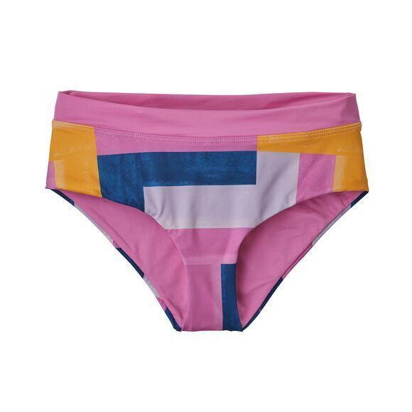 Patagonia Bikini Slip "Shell Seeker Bottoms" XS Pink (Patchwork Watercolor Marble Pink)