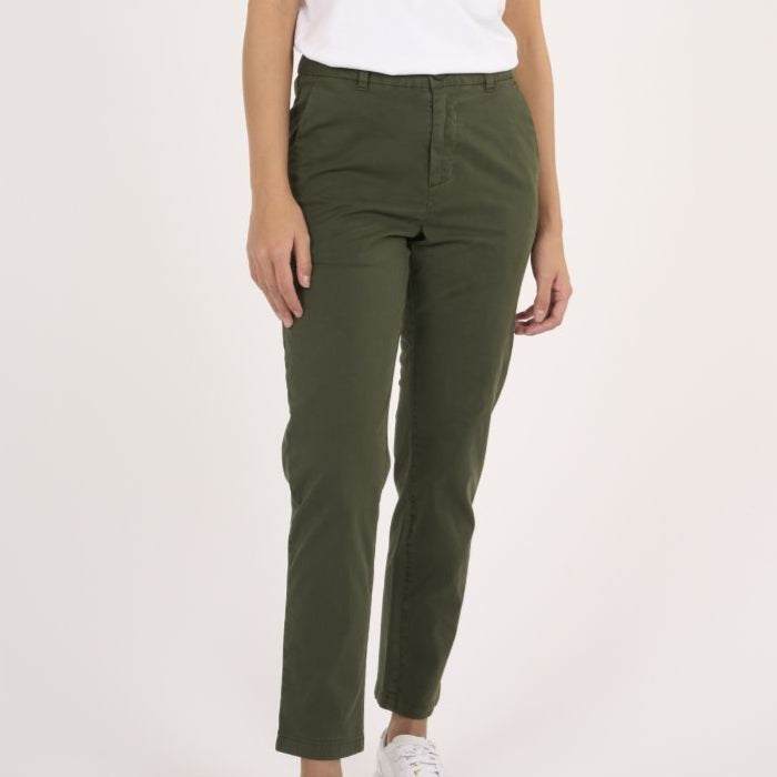 KnowledgeCotton Apparel Chinohose "WILLOW" 34(XS) Grün (Forrest Night)