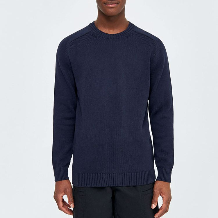 KnowledgeCotton Apparel Langarmshirt "Plain Knitted Crew Neck" XXL Blau (Night Sky)