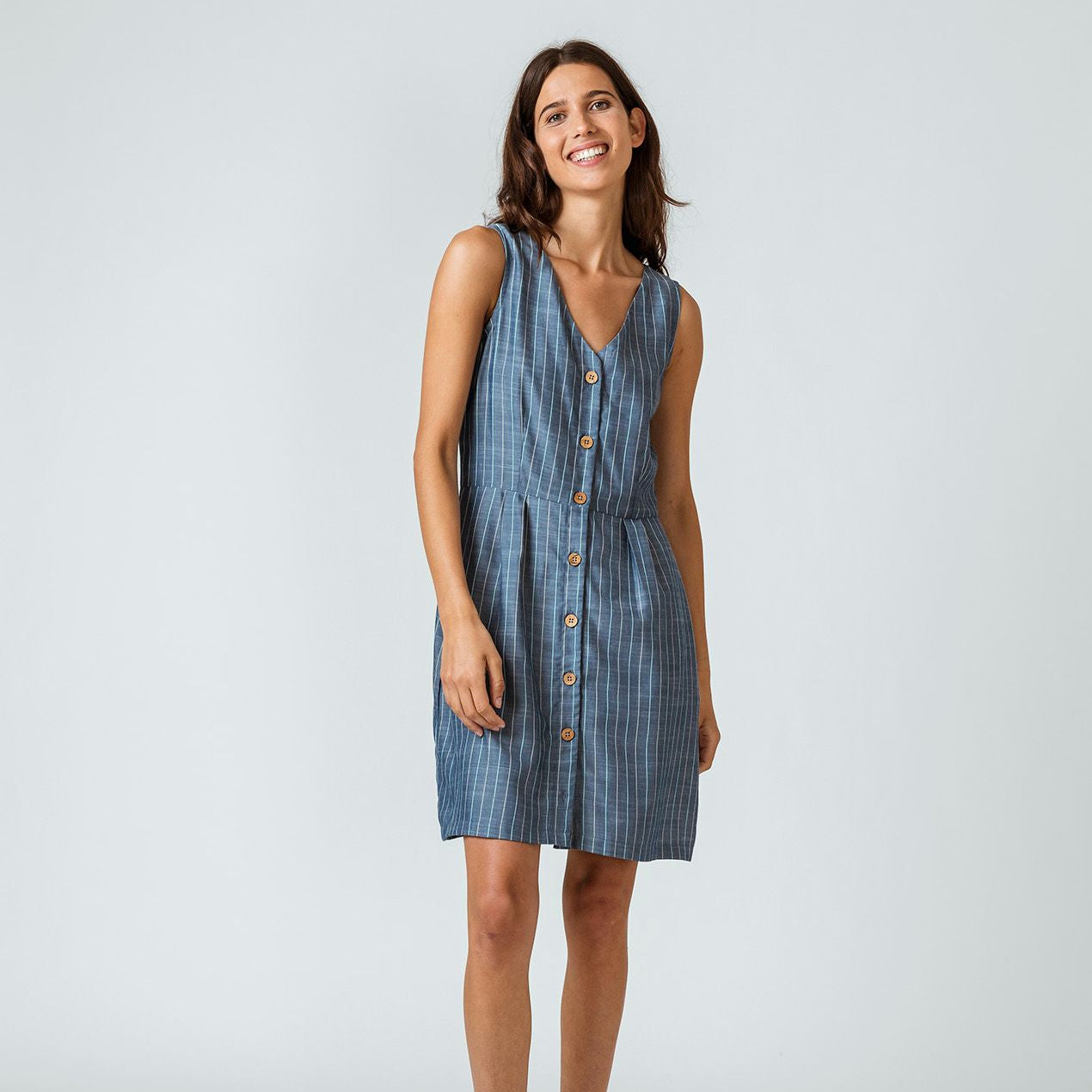 SKFK Tencel Kleid "Leize" 36 Blau (striped denim)