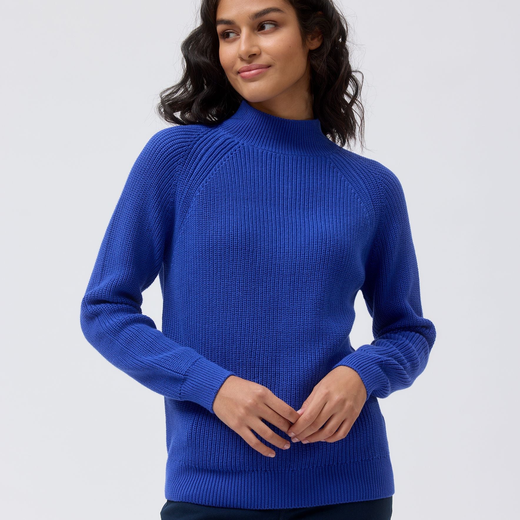 People Wear Organic Rippstrick Raglanpullover Royalblau