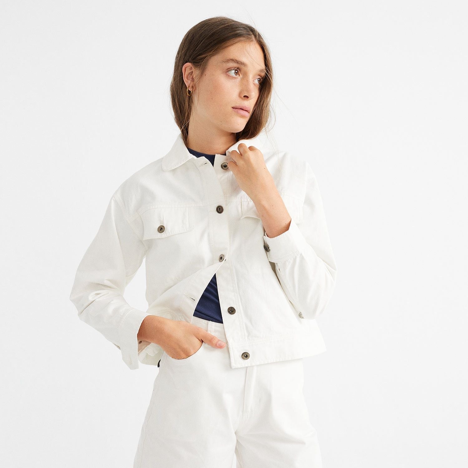 Thinking Mu Jeansjacke "Turan" L Weiß (Snow White)
