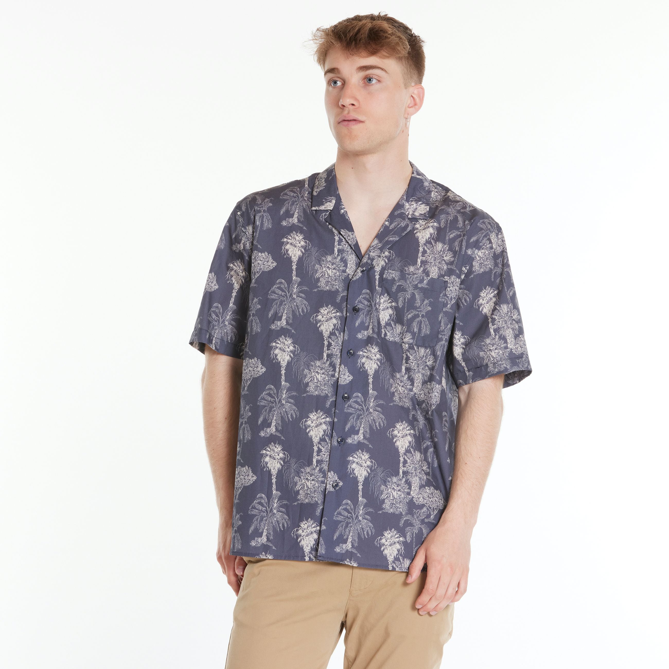 By Garment Makers Hemd "Elmer Palm" S Blau (Navy Blazer)