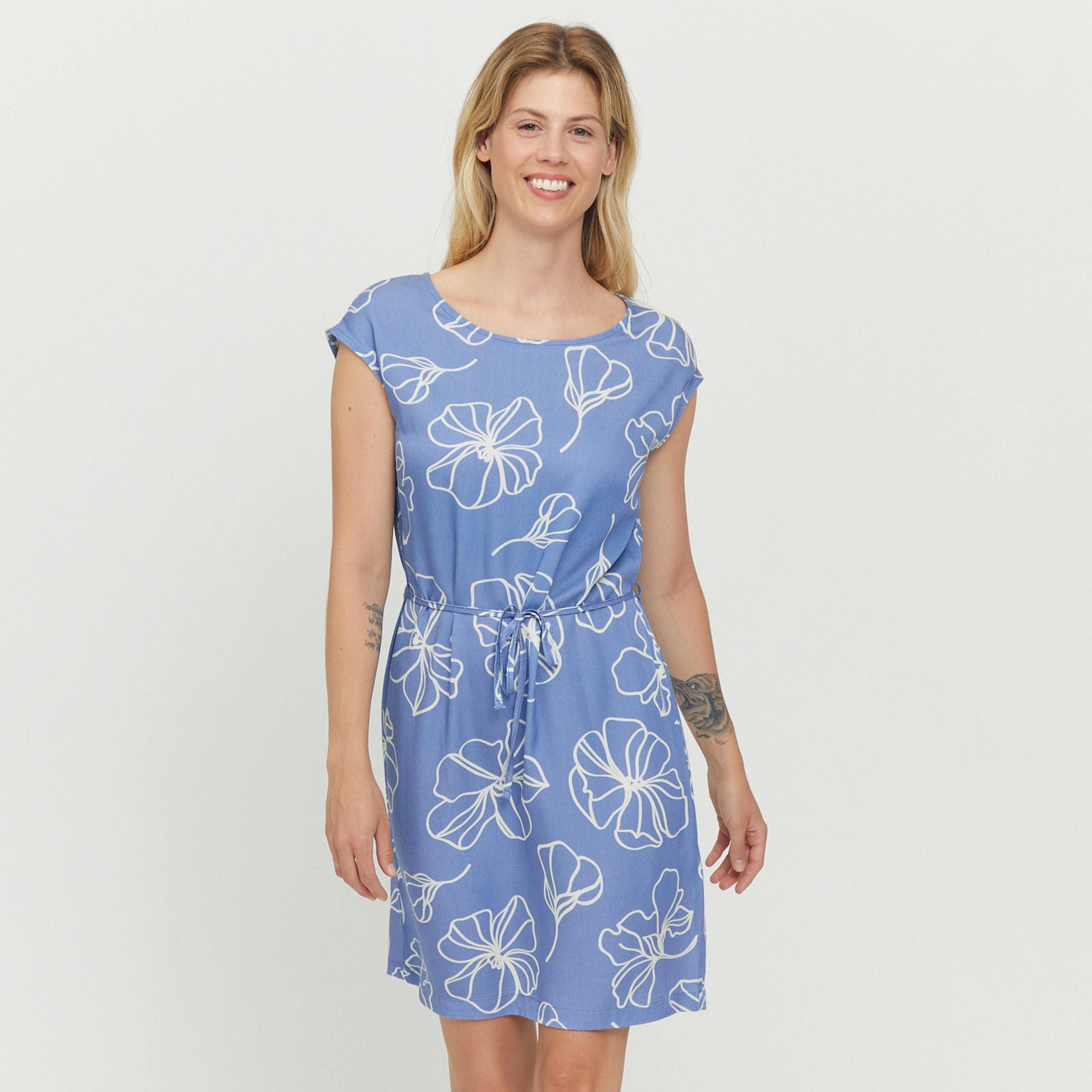 Mazine Printed Dress "Ruth" Blau (blue lilac printed)