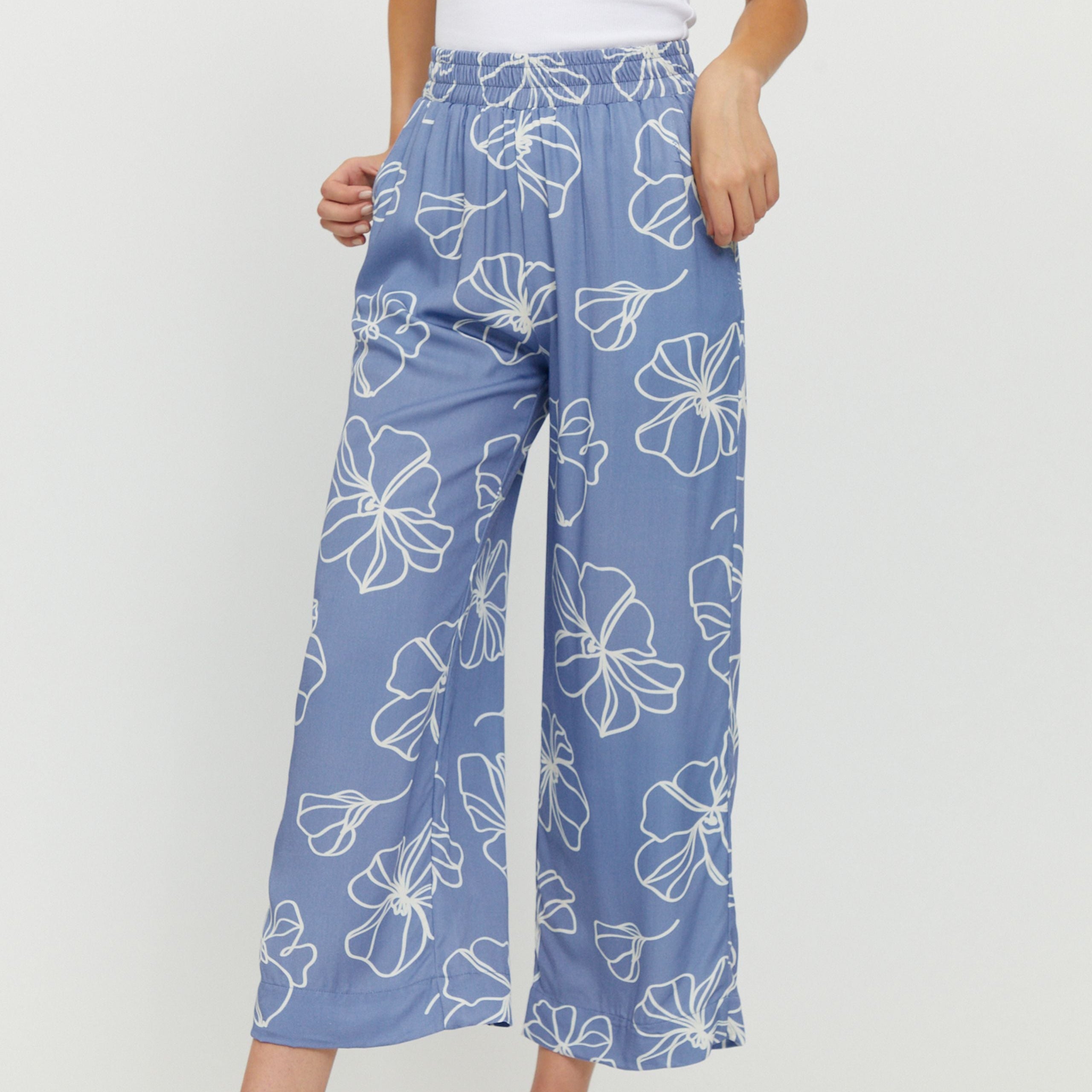 Mazine Printed Pants "Cherry" Blau (blue lilac printed)